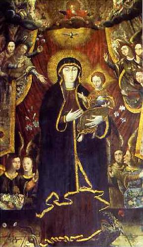 Krzysztof Aleksander Boguszewski Virgin Mary on the dragon surrounded by angels France oil painting art